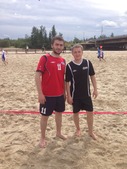 Артём Чусовитин (справа) был признан лучшим игроком турнира по пляжному футболу