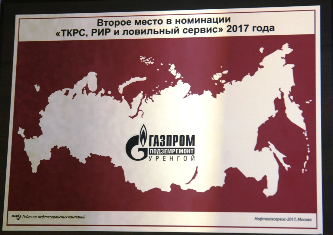 ООО «Газпром подземремонт Уренгой» по результатам опроса присуждено 2 место в группе «Текущий и капитальный ремонт скважин, ремонтно-изоляционные работы и ловильный сервис»